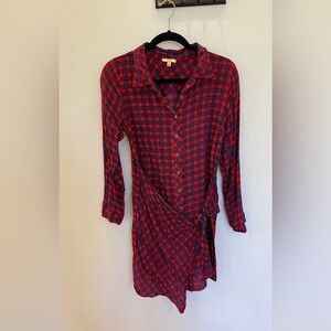 Kori America - Red and Blue Plaid Shirt Dress